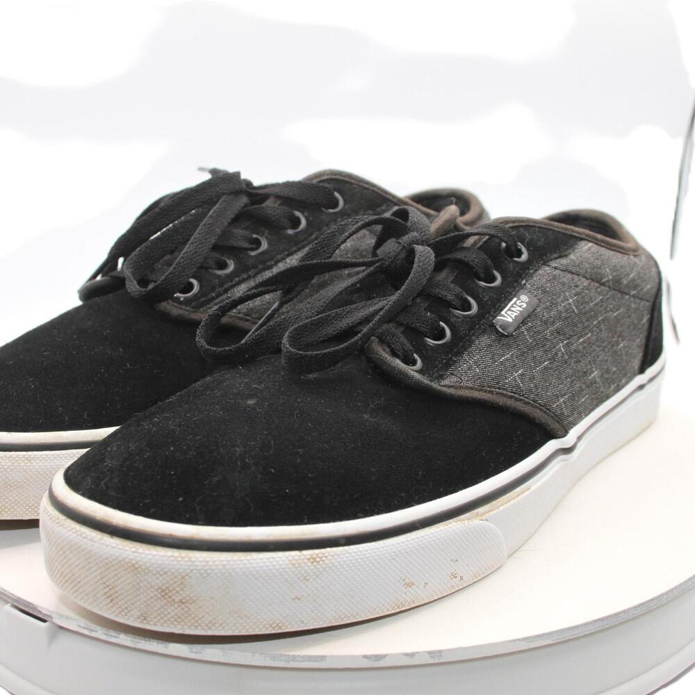 Vans Shoes Atwood Mens Size 9.5 Black Gray Canvas Low Top Skate Sneakers Lace Up